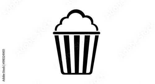 Popcorn vector icon, simple black and white illustration, cinema snack, isolated on white.