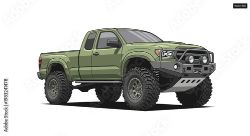 Off-road Pickup Truck, Modified 4x4 Vehicle, Rugged Adventure Style