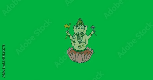 Digital animation of hindu god ganpati icon against black background