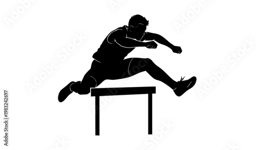 Hurdler jumping silhouette vector dynamic running sport action illustration