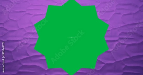 Digital animation of star shape with copy space against purple textured background