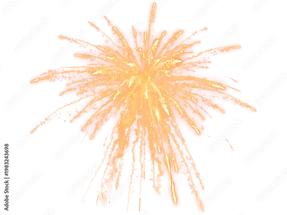 Obraz premium Golden sparkler isolated on transparent background with sparkling effect