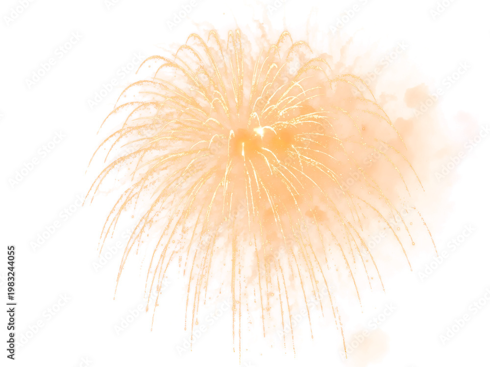 Obraz premium Vibrant orange firework exploding in the air isolated on transparent background