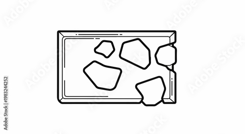 Abstract pattern of irregularly shaped stones within a rectangular border