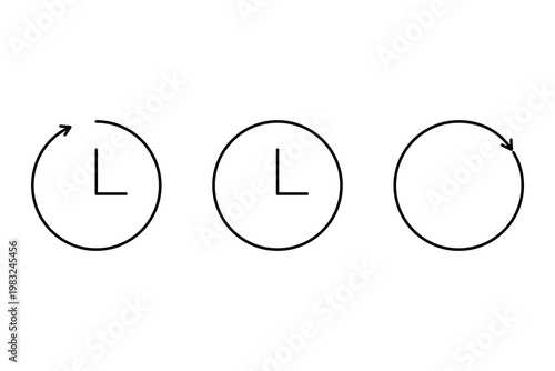 Set of time and history icons, backup and restore symbols, clockwise and counter-clockwise arrows.