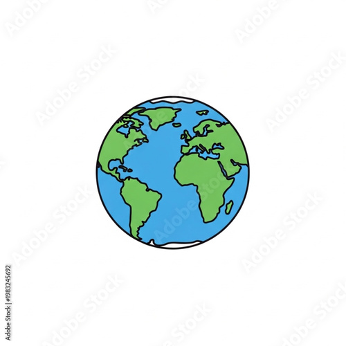 Illustration of Globe Showing Continents and Oceans.