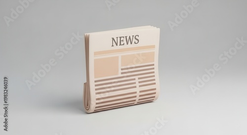 Clean digital rendering of a folded newspaper showing 'NEWS' on its masthead against a soft gray
