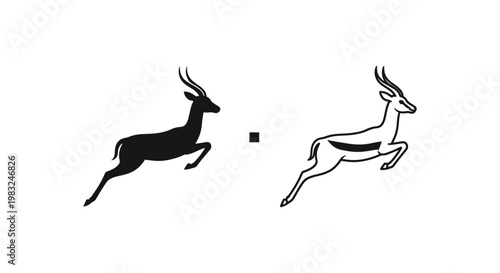 Antelope Vector Icons: Graceful Black and White Deer Designs Vector