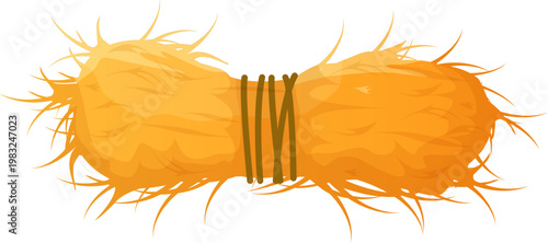 Hay bale bundle featuring dry straw, isolated on a white background