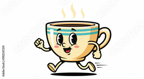 Animated coffee cup running with steam