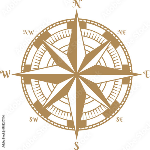 Stylized compass rose illustration representing navigation, exploration, and finding the right way