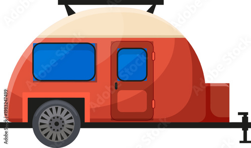 Red travel trailer illustrating an outdoor adventure or road trip
