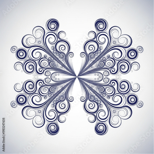 Intricate Blue Floral Pattern Design Element.