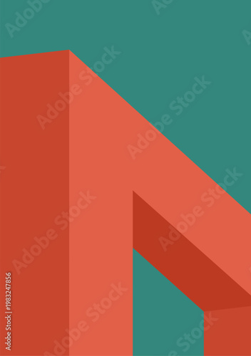 Abstract graphic composition showing corner of bright angular form creating minimalist background