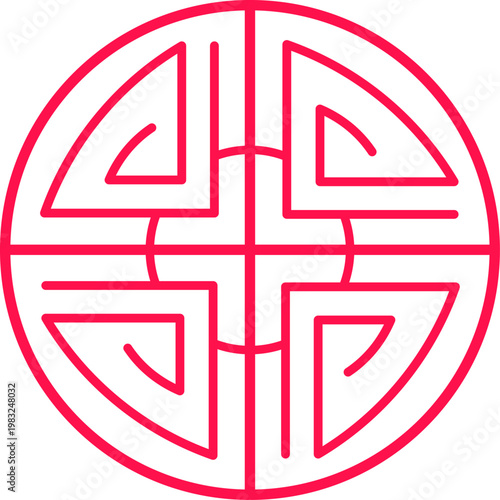 Red circular symbol representing good luck and prosperity on white background