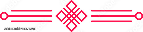 Red endless knot with lines, illustrating spiritual connection and decorative design