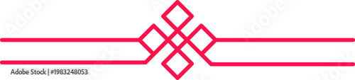 Decorative line divider presents a geometric endless knot motif in bright red, ideal for page accents
