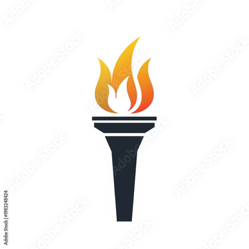 Olympic Torch Illustration with Flames.