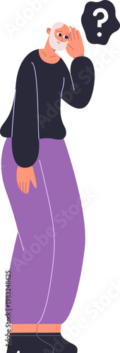 Elder man struggling to hear and understand, showing hearing loss and confusion