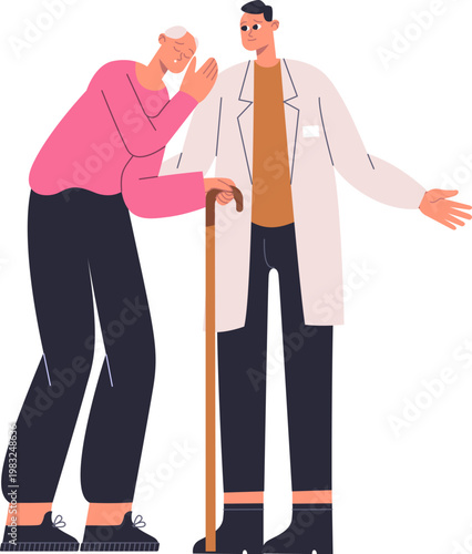 Doctor engaging a senior patient, listening to concerns and offering professional medical assistance
