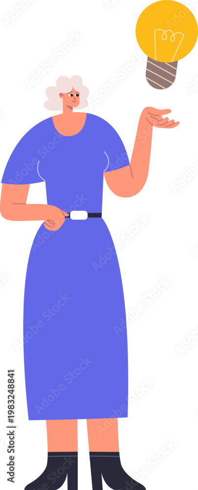 Obraz premium Senior woman generating a new idea, finding a solution, or experiencing inspiration