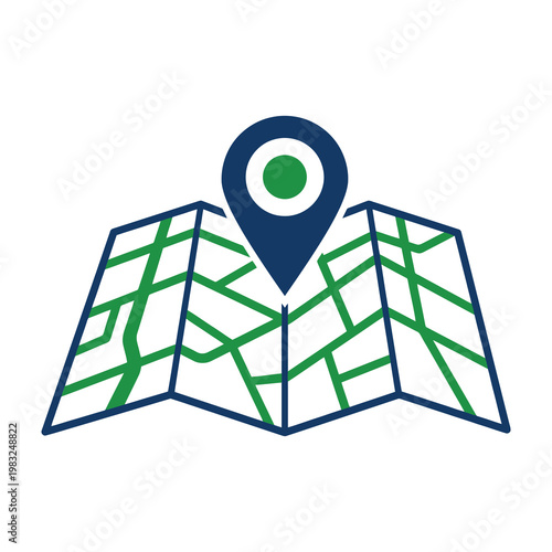 Map with location pin icon on white background