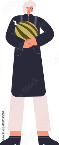 Person carrying a striped watermelon, representing healthy eating and fresh produce