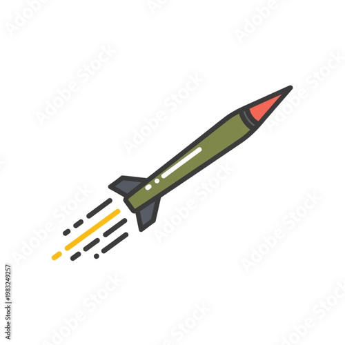 Green Missile Flying Through Space.