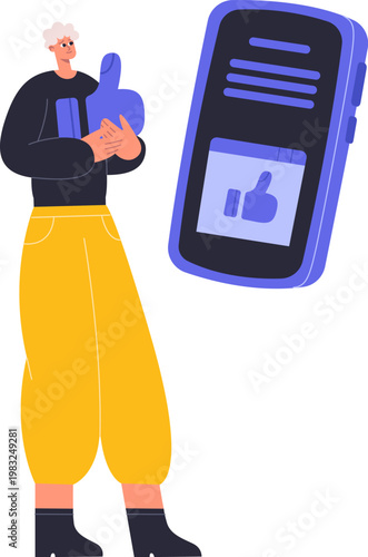 User getting social media approval through mobile phone application