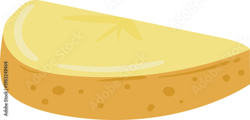 Cheese wedge showing holes in rind on white background