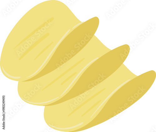 Stacked potato chips vector illustration showing a popular savory snack