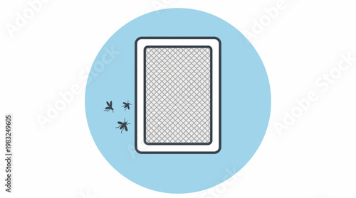 A clean air filter icon with tiny bugs flying away, representing air purification and pest control