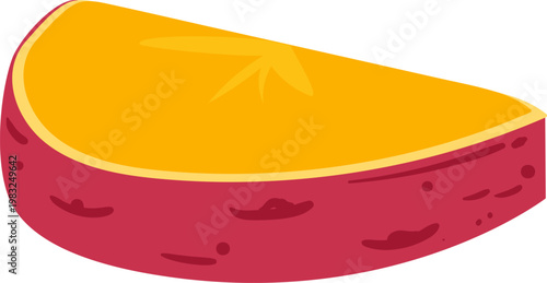 Sweet potato slice showing vibrant orange flesh and reddish purple skin