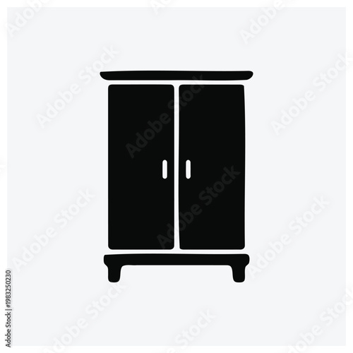 Closet silhouette, wardrobe icon, storage cabinet illustration