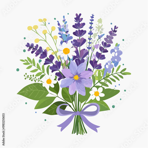 Feldblumenstrauß mit Lavendel und Kräutern