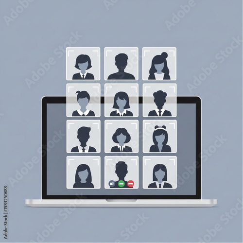 Laptop Displaying Video Conference Participants.