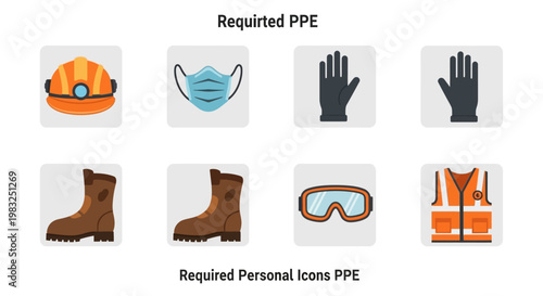 Personal Protective Equipment Icons Set.