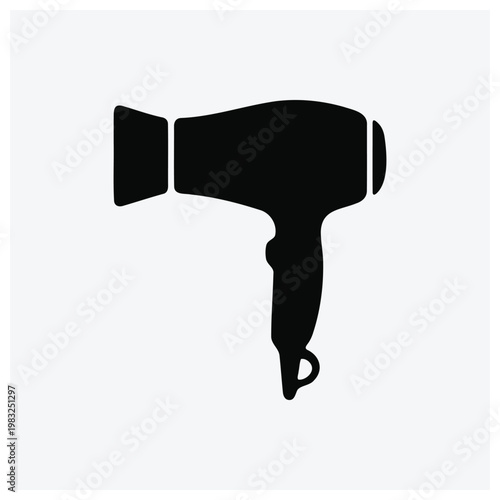 Hairdryer silhouette icon, hair styling tool, beauty equipment
