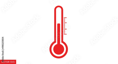 Red Thermometer Icon Showing High Temperature, Weather Measurement