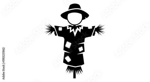 Scarecrow Silhouette Icon - Farm Guardian Vector Art