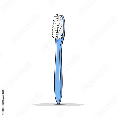 Simple blue toothbrush with white bristles isolated on a white background clean dental hygiene tool