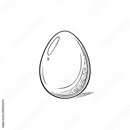 Hand drawn sketch of a single oval egg with simple shading and linework, isolated illustration