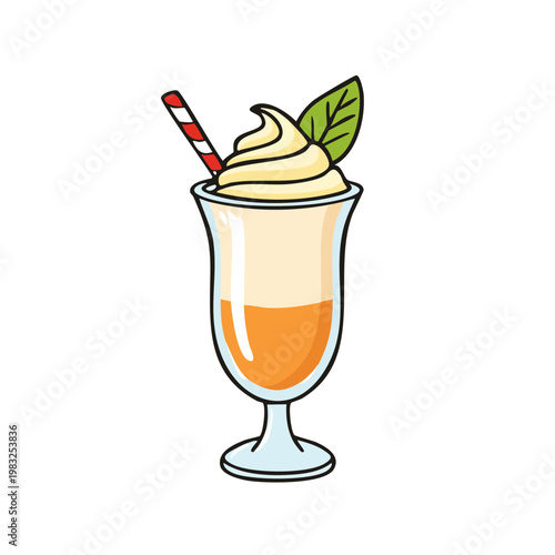 Sweet Creamy Cocktail Drink with Whipped Topping and Garnish