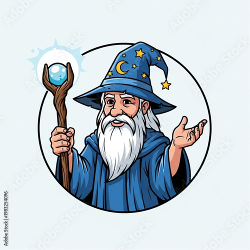 Wizard with Staff and Magic Hat.