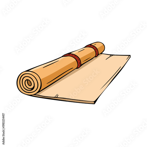 Rolled up yoga mat with straps for exercise and stretching