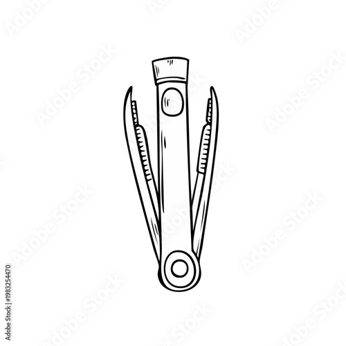 Hand Drawn Illustration of a Vintage Nail Clipper Tool Open Ready for Use