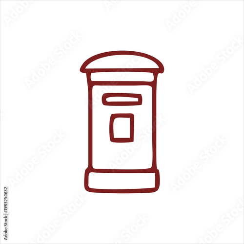 Red hand drawn British royal mail postbox