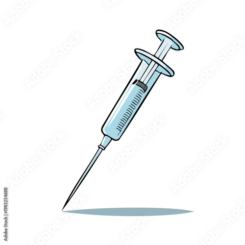 Medical Syringe with Needle and Liquid for Injection or Vaccination