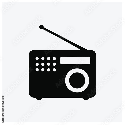 Radio silhouette, vintage radio, portable radio icon