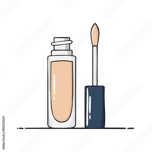 Liquid foundation bottle and applicator with creamy texture for flawless skin